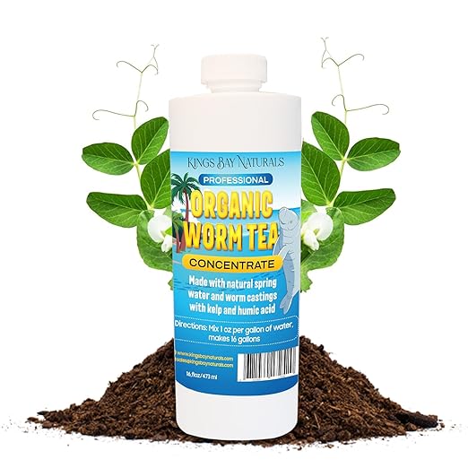 Organic Worm Tea Concentrate – 16 oz Liquid Fertilizer with Kelp & Humic Acid – Compost & Bokashi Booster – 100% Natural Worm Casting Tea for Indoor & Outdoor Plants, Vegetables, Flowers & Trees