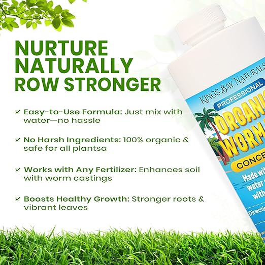 Organic Worm Tea Concentrate – 16 oz Liquid Fertilizer with Kelp & Humic Acid – Compost & Bokashi Booster – 100% Natural Worm Casting Tea for Indoor & Outdoor Plants, Vegetables, Flowers & Trees