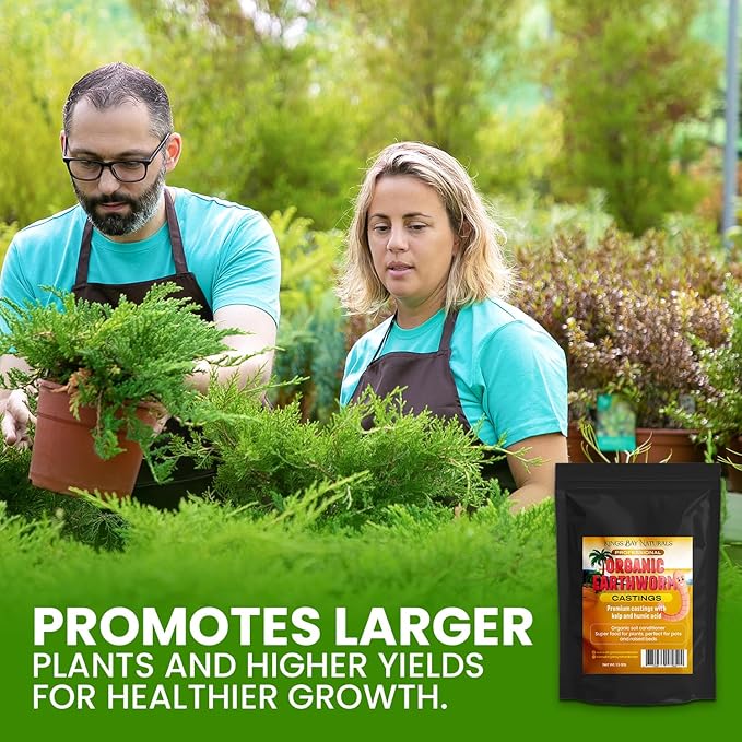 100% Organic Worm Castings - Made in USA – Natural Earthworm Fertilizer with Kelp & Humic Acid – for Indoor & Outdoor Plants, Potting Soil, Garden Beds & Seed Starters